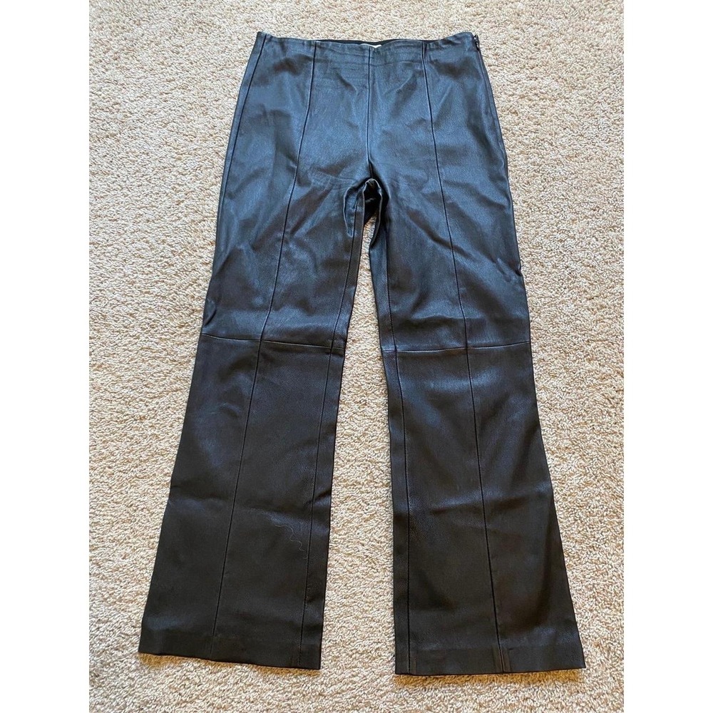 Nordstrom Signature Black Leather Pants Women 10 Stretch s15